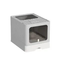 Caja arena plegable cerrada para gatos anti-olores anti-salpicaduras