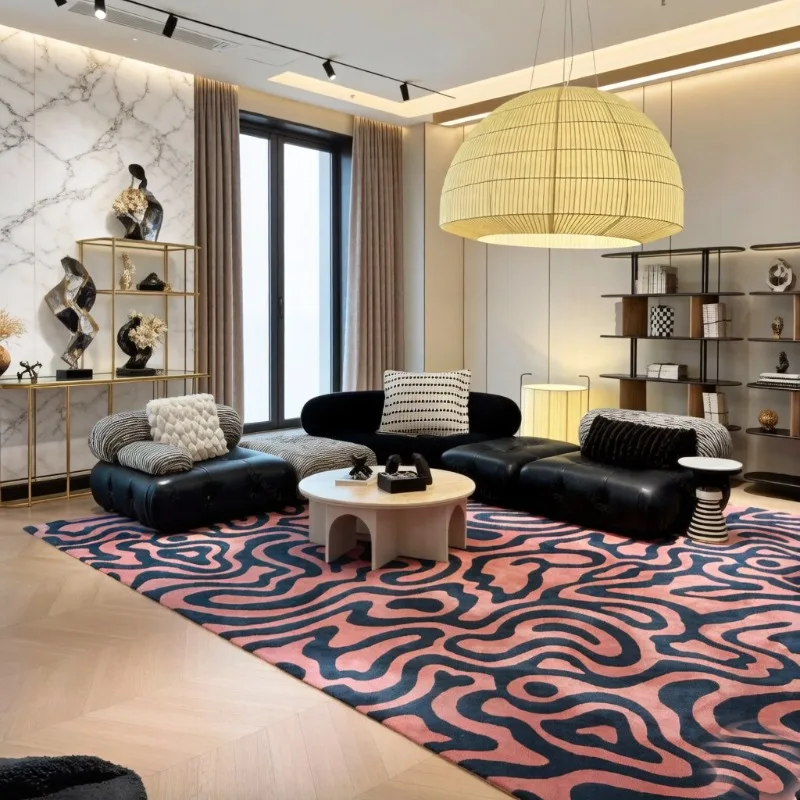 Italian minimalist mica leather sofa, villa designer custom furniture size apartment chameleon module combination
