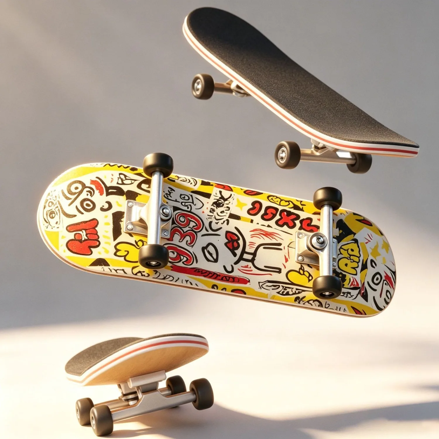 15 Types Pro Maple Wood Finger Skateboard Graffiti Pattern Mini Finger Board Desktop Fingertip Sport Toy Gift for Teens Adults