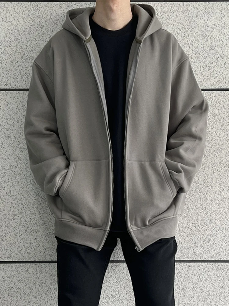 

Высококачественный мужской кардиган на молнии с капюшоном, свободного кроя, удобный, для весны и осени, повседневный, тонкий, в уличном стиле, модный топ