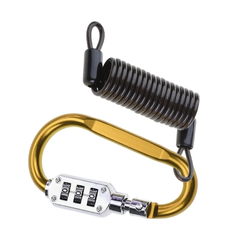 Security Cable Lock Outdoor Combination Locks 3-Digit Heavy Duty Carabiner Clip