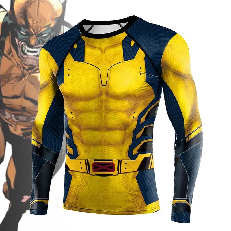 

Модные мужские футболки для спортзала, топы для косплея с принтом супергероев Dead Pool, компрессионная рубашка для фитнеса, эластичная спортивная рубашка с длинными рукавами