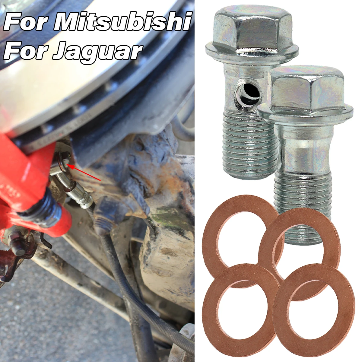 

Front Left Right Caliper Hose Lines Banjo Fitting Bolts Copper Sealing Crush Washers For Jaguar XF X250 Mitsubishi Outlander MK3