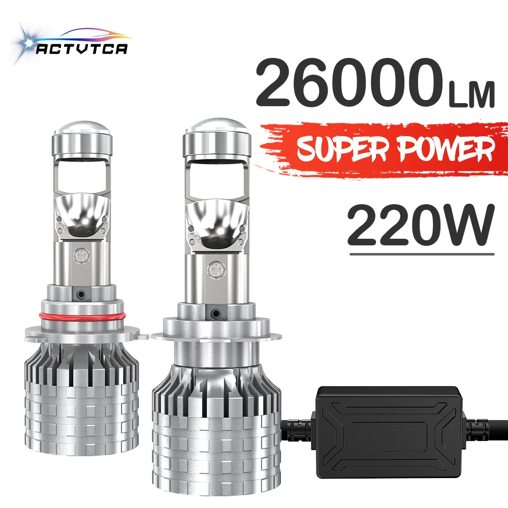 ACTVTCA H7 H4 220W Auto Lamp Mini Lens LED 9005 9006 H11 Bulbs Headlight Car Motorcycle Projector Len LED 12V 24V