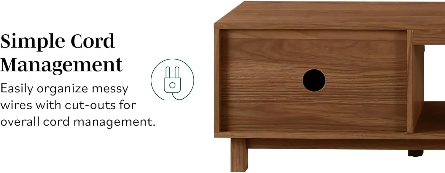 Suporte baixo moderno de porta canelada Walton para TVs de até 80 polegadas, 70 x 15,75 x 16 polegadas, mocha |