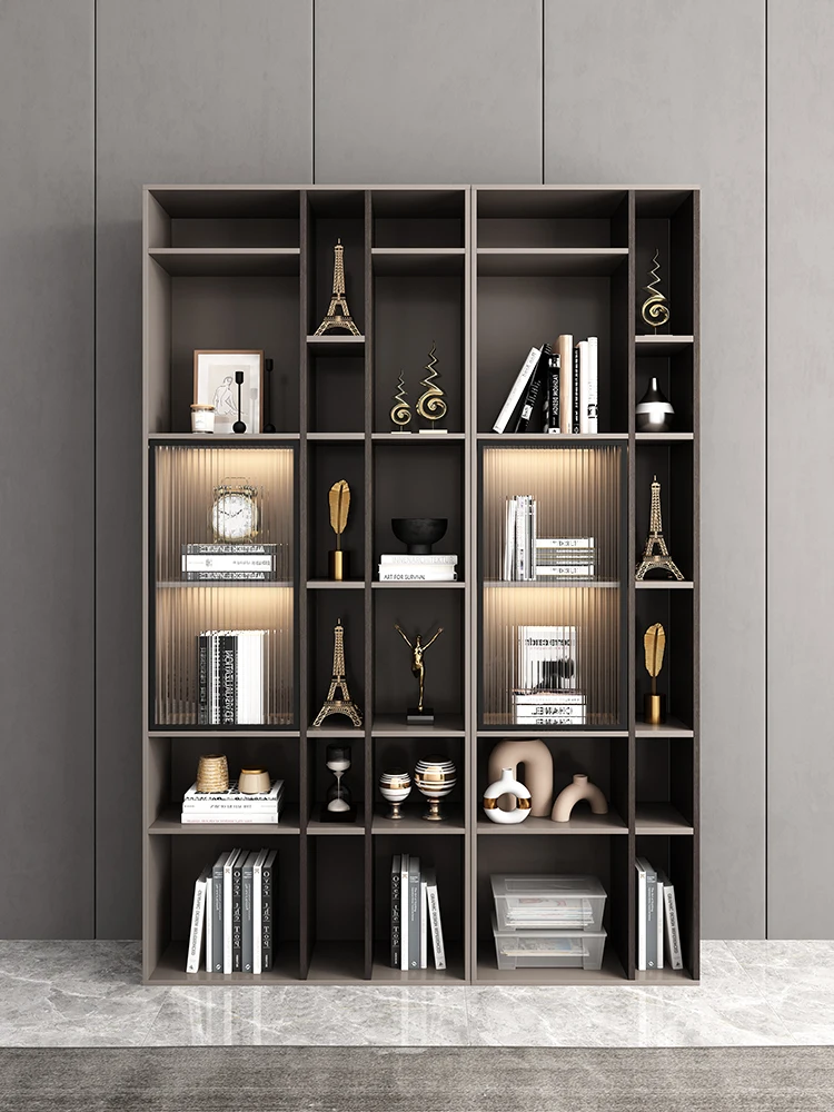 

Bookcase Floor-to-ceiling shelf Simple household free combination Italian bookshelf with door against wall shelf