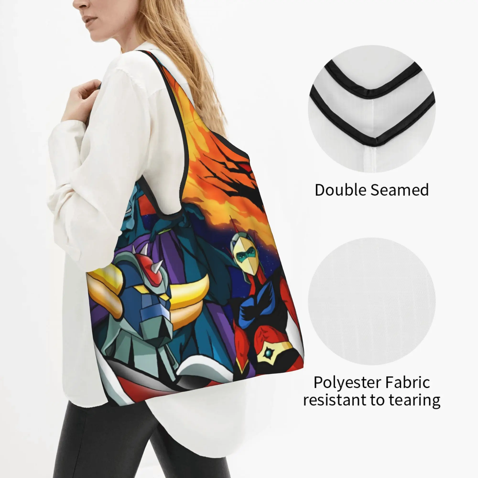 Fashion Printed Comic G-Grendizeres Manga Shopping Tote Bags Portable Shoulder Shopper Hot Handbag