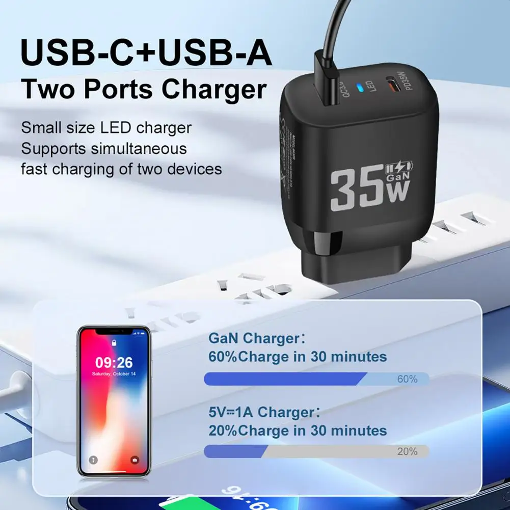 Charger with Over current Quick Charging Usb C Charger Reliable 35w Pd Fast Charge Charger Safe Portable for Mobile