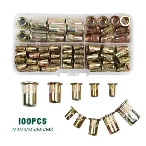 100pcs Rivet Nut +Hand Threaded Rivet Nuts Gun BT606 M3 M4 M5 M6 M8 Double Insert Manual Riveter Gun Riveting Rivnut Rivet Tool