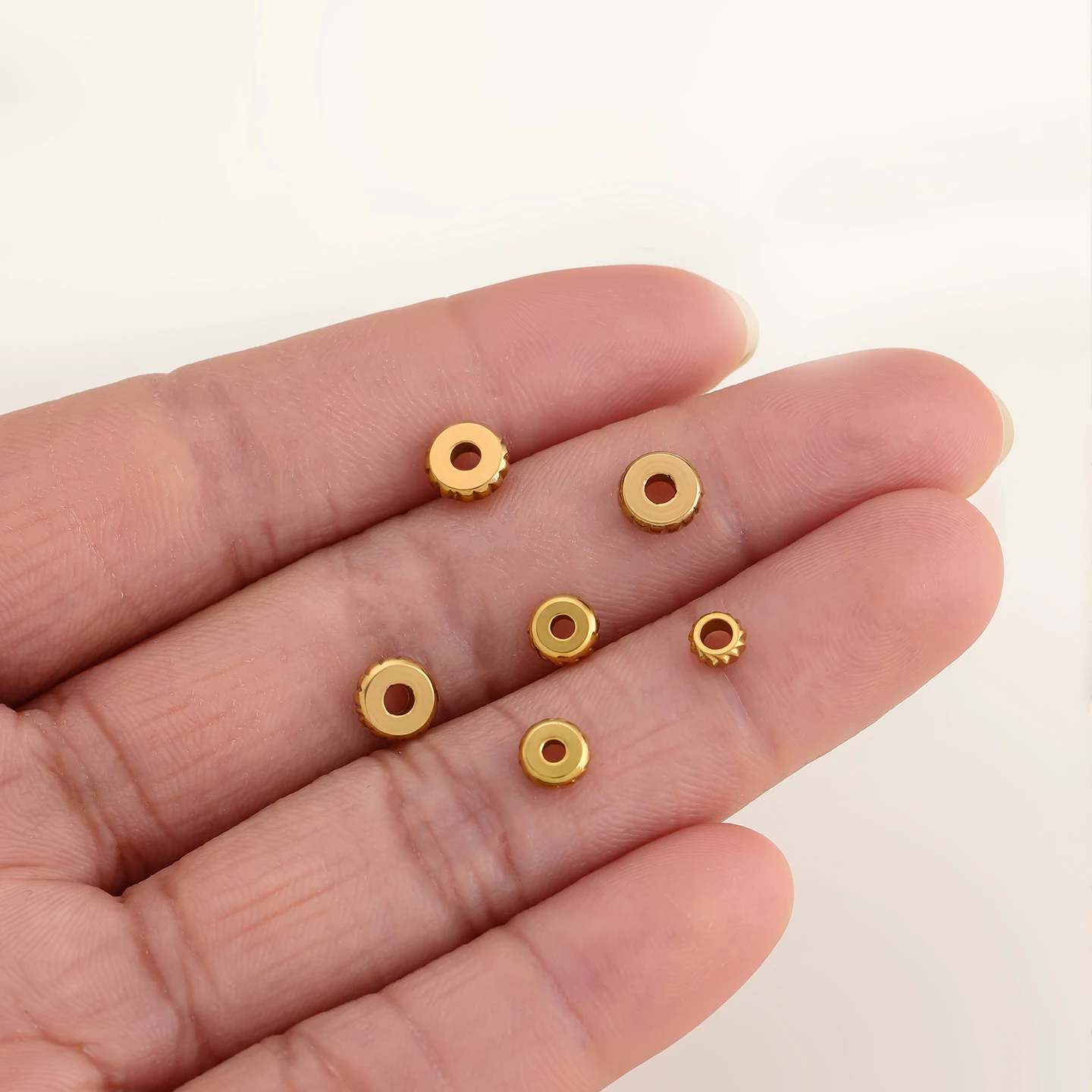 10pcs 304 Stainless Steel Flat Round Spacer Beads For Bracelet Jewelry Gold Loose Beads DIY Jewelry Findings Handmade Supplies view 5