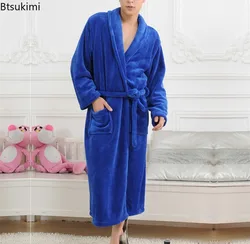 2024 Autumn Winter Couple Flannel Robes Sleepwear Thickened Coral Fleece Warm Nightdress Nightwear Loose Home Dress Lounge Wear