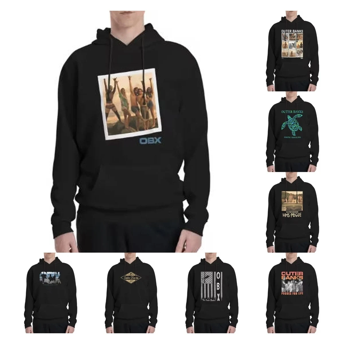 O-Outer-Banks OBX Vintage Photo Group Shot Hoodies Men's Fashion Sweatshirt Winter Hooded Pullover