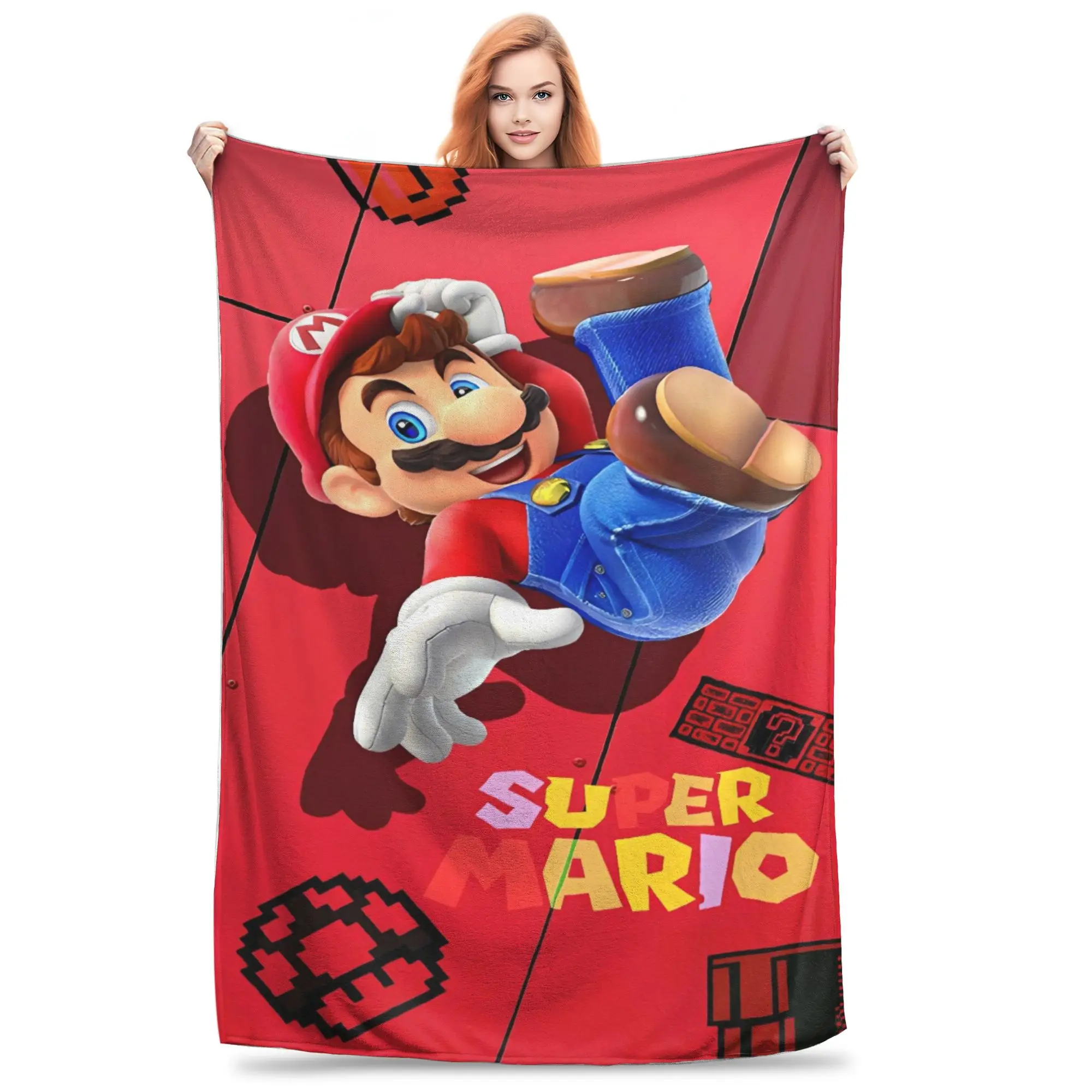 

Super Mario Bros Cartoon Soft Blanket Kids Plush Throw Blanket Graphic Home Decor Flannel Bedspread Sofa Bed Cover