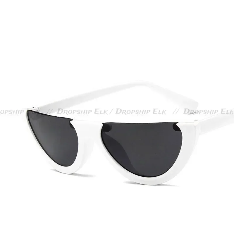 Sunglasses Cool Trendy Half Frame Rimless Cat\'s Eye Sunglasses Women Clear Brand Designer Sun Glasses For Female