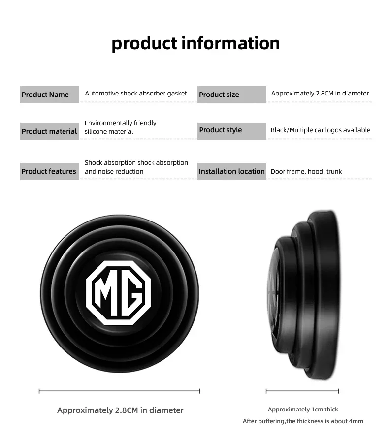MG Specific Door Shock Absorbing Buffer Pads Fit ZS EV HS GT One, Logo Printed Car Door Noise Cancelling Damper Stickers Auto De