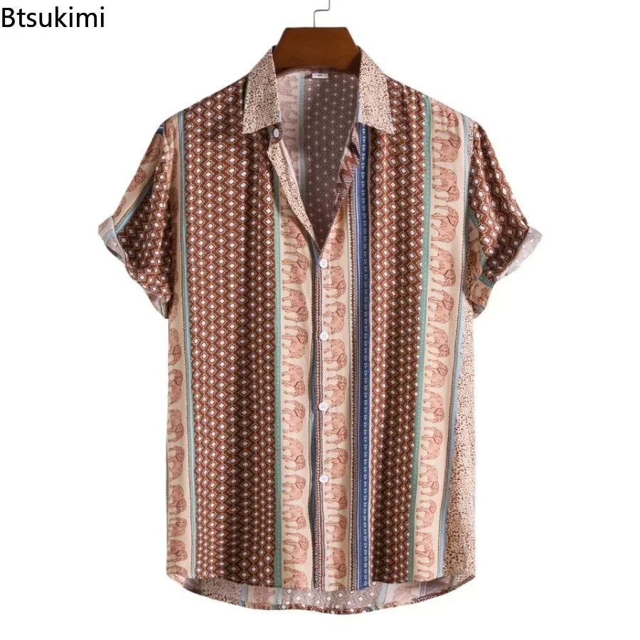 Moda 3d impresso masculino plus size solto camisa de manga curta verão vintage havaiano praia camisa blusa casual para homem streetwear