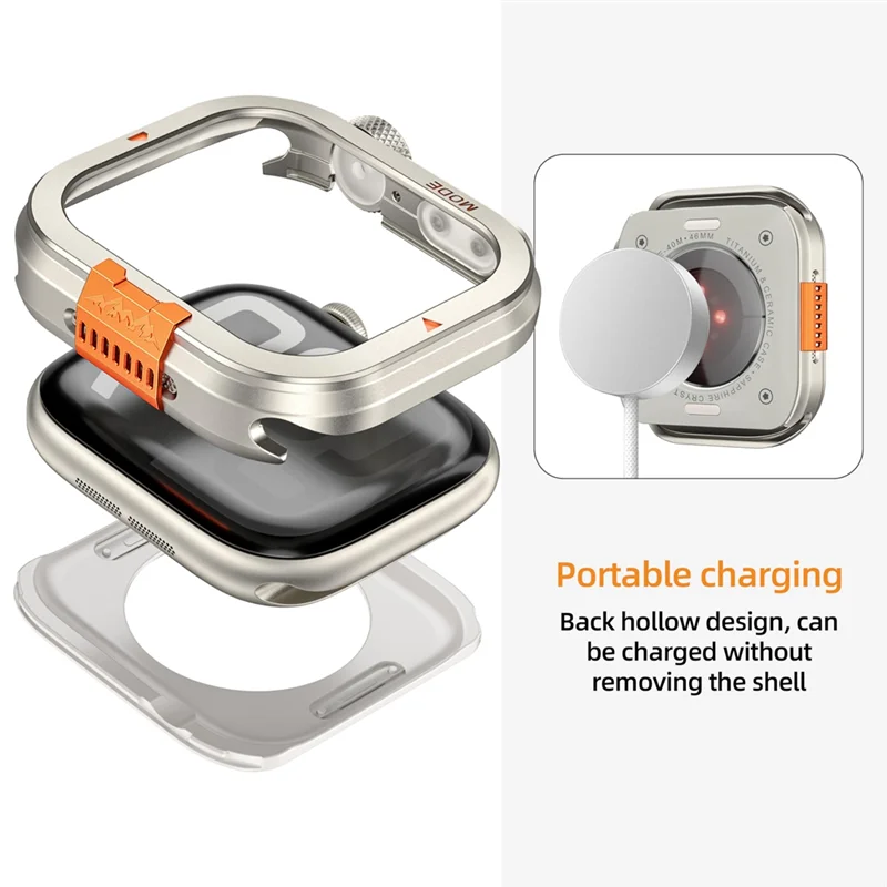 AB53 Усовершенствованный защитный металлический корпус с поворотным бампером и задней крышкой для часов серии 10, титан 46 мм