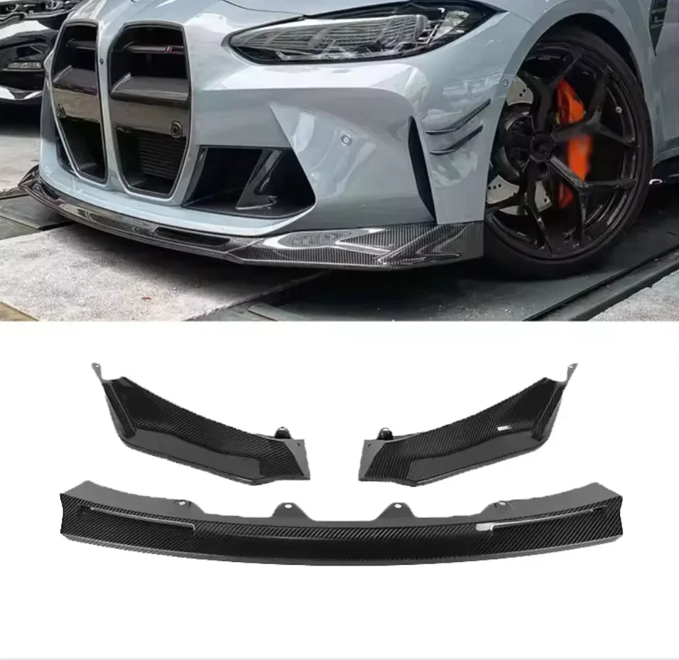 Dry Carbon Fiber 3 PCS V Style Front Bumper Lip for BMW G80 M3 G82 M4 Body Kit Front lip