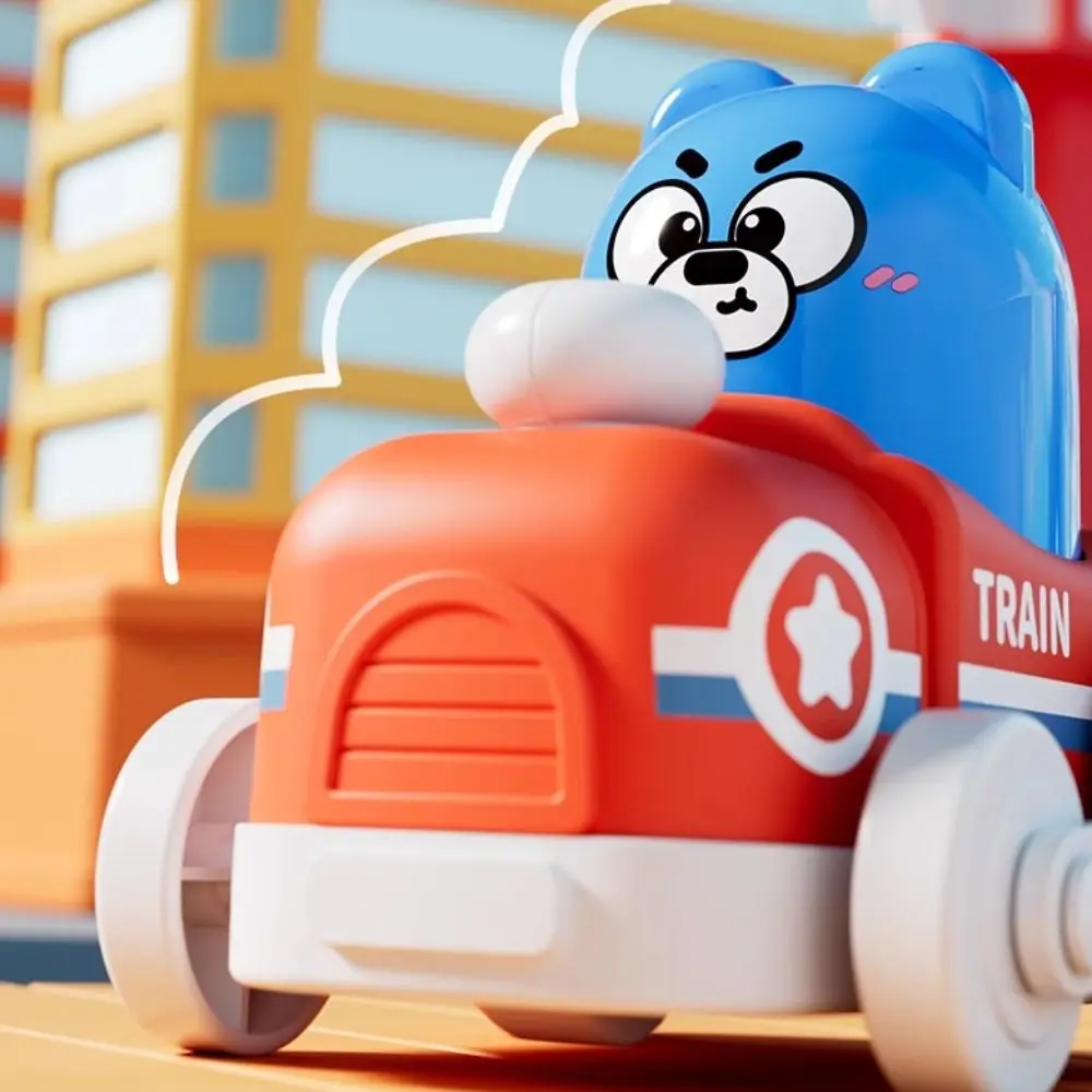 Inertia Animal Train Power Toy Cartoon Ejection Press Inertia Pull Back Toy Collision Drop Resistant Puzzle Toy Car Boys Gift