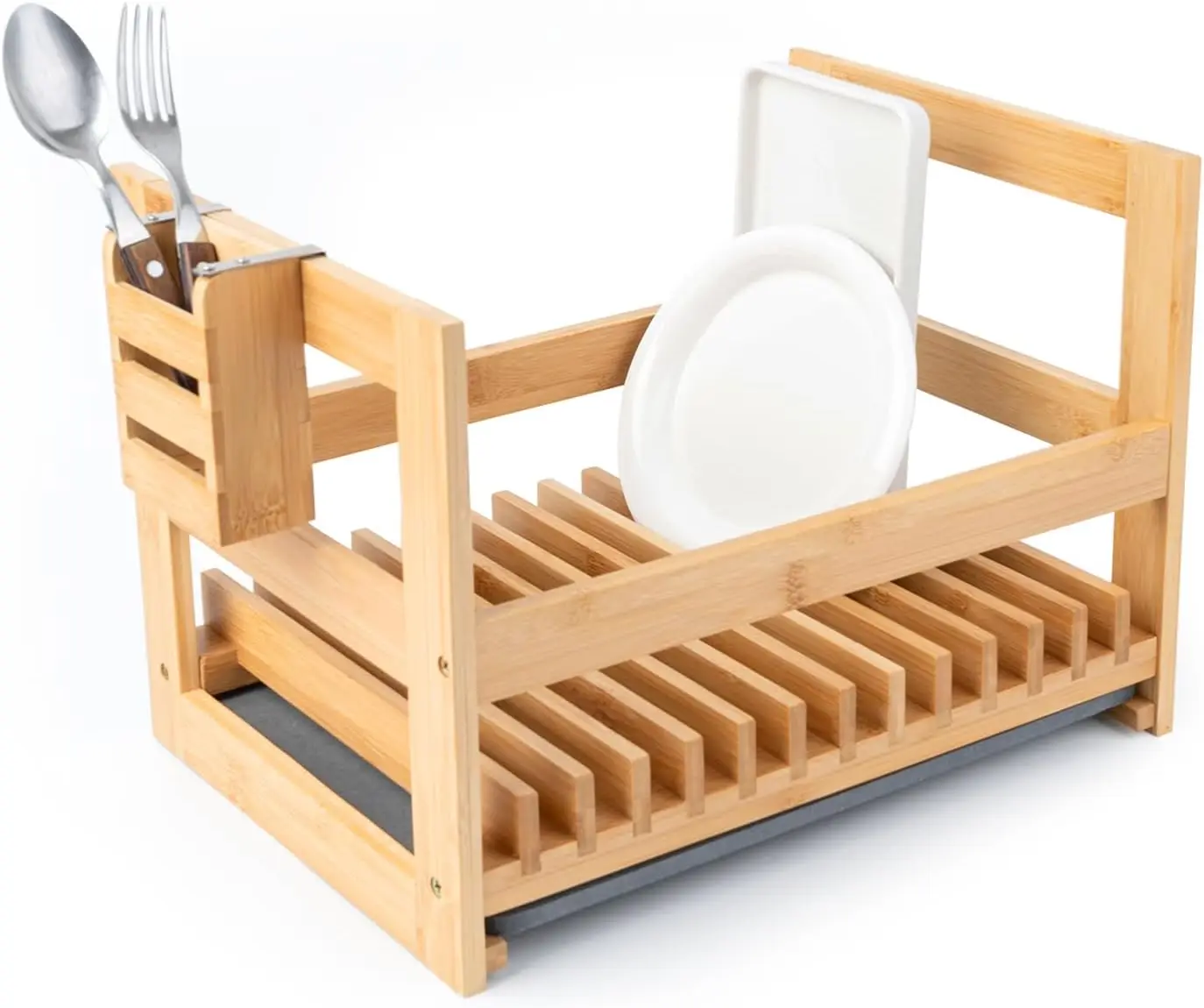 

Bamboo Dish Drying Rack with Utensil Holder, Stone Dish Drying Mat, Wooden Dish Drying Rack, Functional Kitchen Organiz