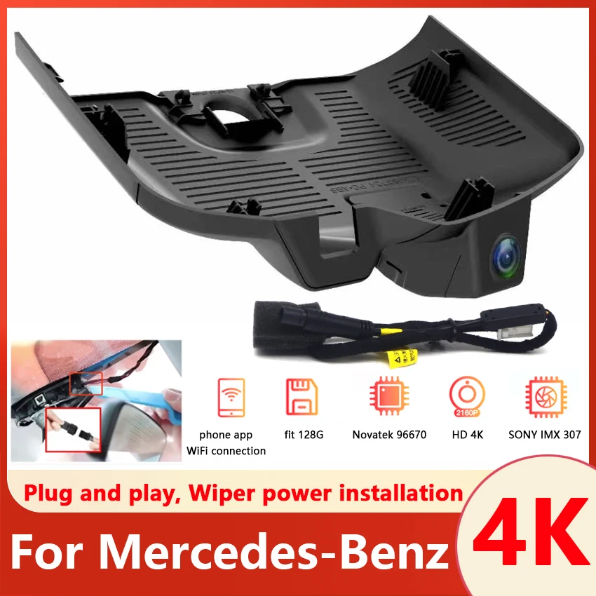 

New! Plug and play DashCam For Mercedes-Benz EQS EQS450 EQS580 4MATIC 2022 2023 Car DVR WIFI UHD Dash Cam Camera,Car Accessories