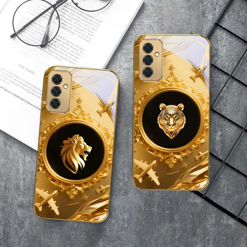 Magnifique avion doré pour Samsung Galaxy S 21 S22 S23 Plus S24 Ultra S20 FE 25Ultra S21 + S9 + 22Plus, coque de téléphone en verre doré