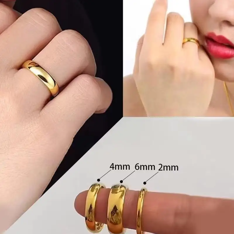 Classic Couple Rings Wedding Engagement Minimalist Simple Smooth Stainless Steel Ring For Women And Men Jewelry