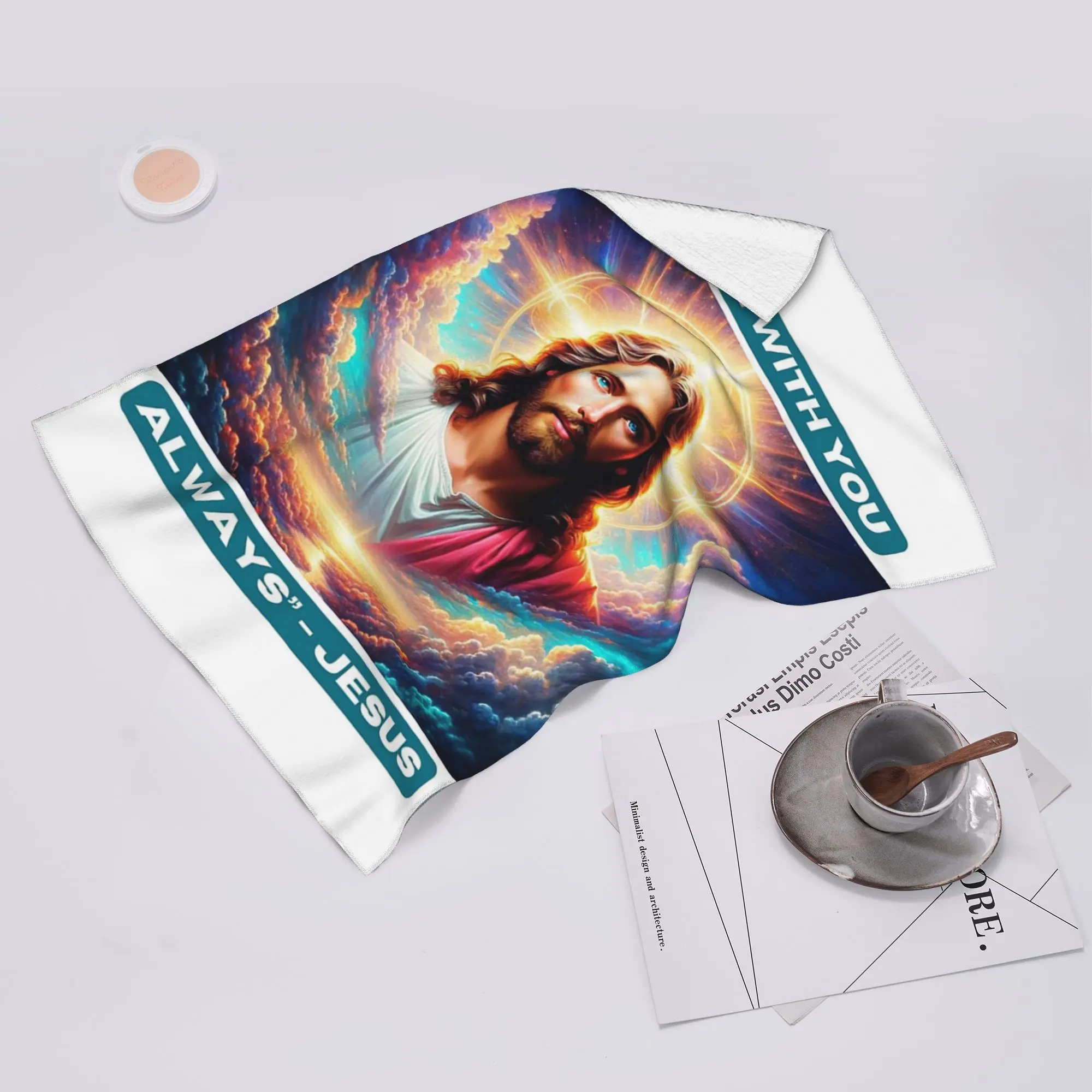 Custom quotI am with you always Jesus Biblical Soft Face Towel Quick Dry Pool Bath Cotton Towels Absorbent