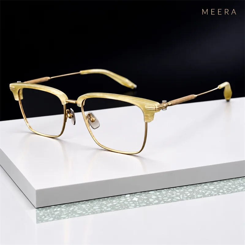 AKX-302 Men's Business Square Browline Eyeglasses Frames Anti-Blue Reading Glasses Myopia Hyperopia Customizable Prescription