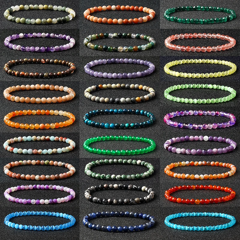 4/6mm Mini Chakra Beads Bracelets for Women Reiki Energy Natural Stone Healing Charm Bracelets Men Opal Amethyst Jewelry Pulsera