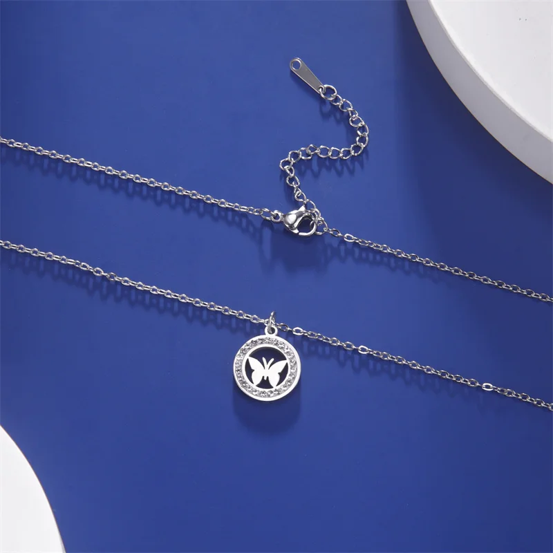 Trendy Edelstahl Strass Baum des Lebens Anhänger Halskette Für Frauen Charme Sommer Schlüsselbein Kette Schmuck Colgantes Cadena – Detail 40