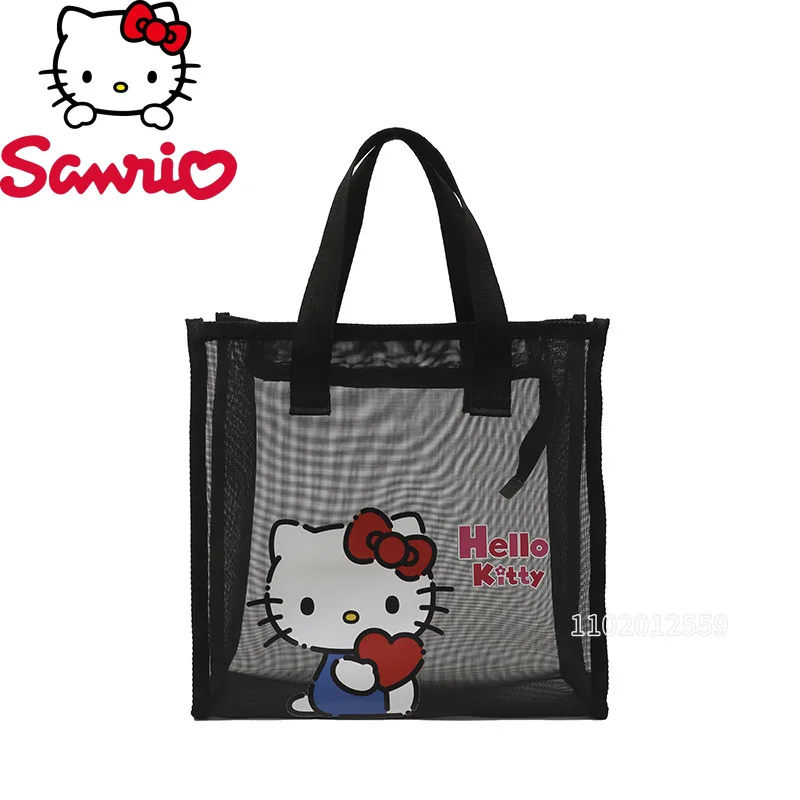 Sanrio's New Portable Transparent Cosmetic Bag Fashionable Mesh Hollow Cosmetic Bag Large-capacity Travel Storage Wash Bag