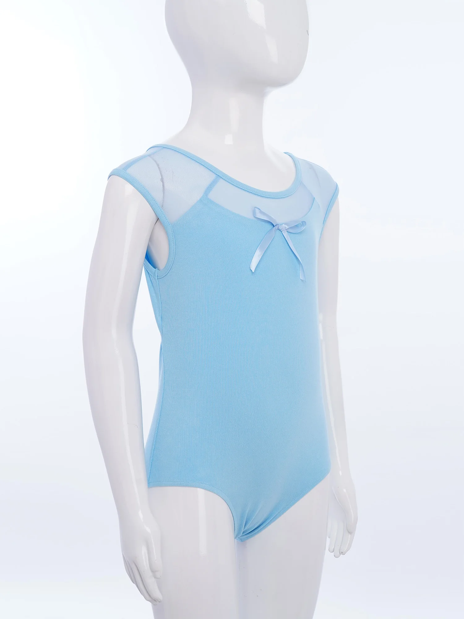 Leotardo de Ballet para niñas, traje de malla transparente sin mangas recortado, gimnasia, patinaje, clase de baile, disfraz de calentamiento de Yoga