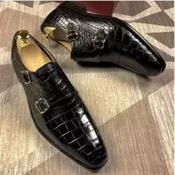 Buckle Business Dress Shoes Men's Shoes Pattern Embossed Casual Shoes Pointed Youth Fashion Shoes Zapatos Hombre
