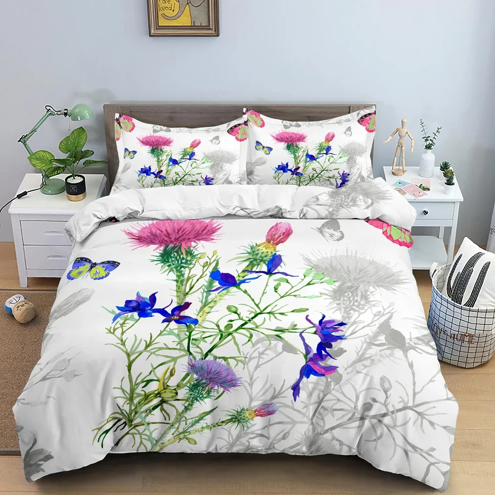 Bướm Bộ Chăn Ga 3D Hoa Túi Đựng Chăn Mền Chần Gòn Có Dây Kéo Nữ Hoàng Đôi Polyester Comforter Set Bé Gái Quà Tặng Giáng Sinh