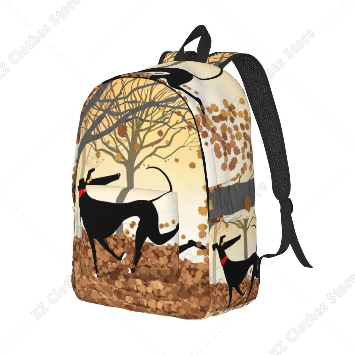 Custom Autumn Hound Canvas Backpacks Men Women Fashion Bookbag for College School Greyhound Whippet Dog Bags