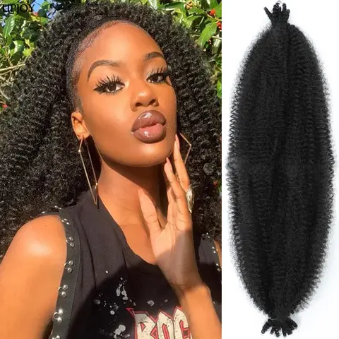 18 24 pollici Twist afro-crespo elastico Intrecciare i capelli per le donne nere Marley attorciglia i capelli per Box Butterfly Locs Trecce Capelli all'uncinetto