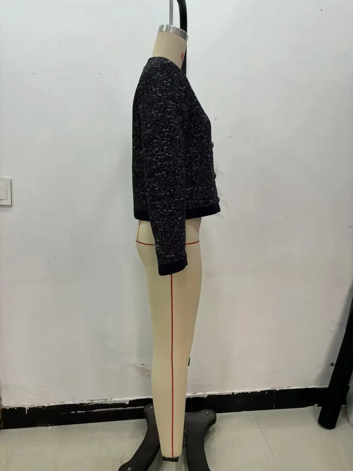 Elegancka, teksturowana kurtka płaszcz damska moda vintage casual okrągły dekolt jednorzędowa długi rękaw szykowny płaszcz biurowy nowość jesień 2025