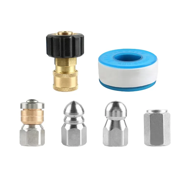 8700PSI 50FT Blue Sewer Jetter Tool Kit High Pressure Car Wash Washer Water Hose