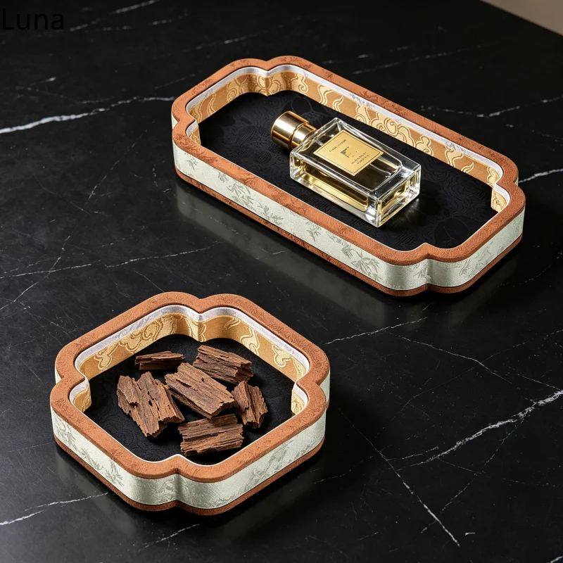 China-Chic Palace Wooden Jewelry Tray, Antique Hand Chain & Jade Bangle Storage, Counter Viewing Dish for Shop