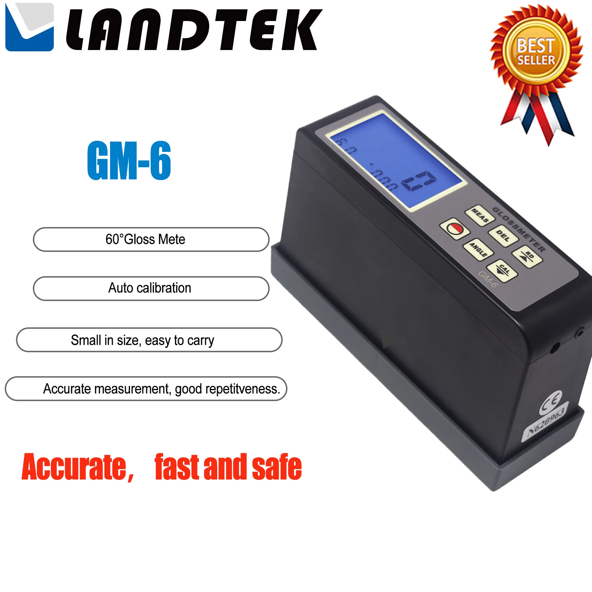 LANDTEK GM-6 60Gloss Meter Use For Floor Maintenance, Surface Cleaning Quality Control, Stone and Tile Gloss Measurement.