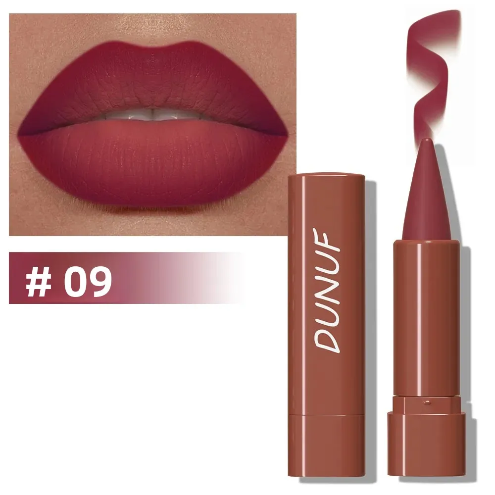 9 Colors Matte Velvet Lipstick Waterproof Long Lasting Non Sticky Lip Liner Contouring Crayon Gradient Tint Makeup