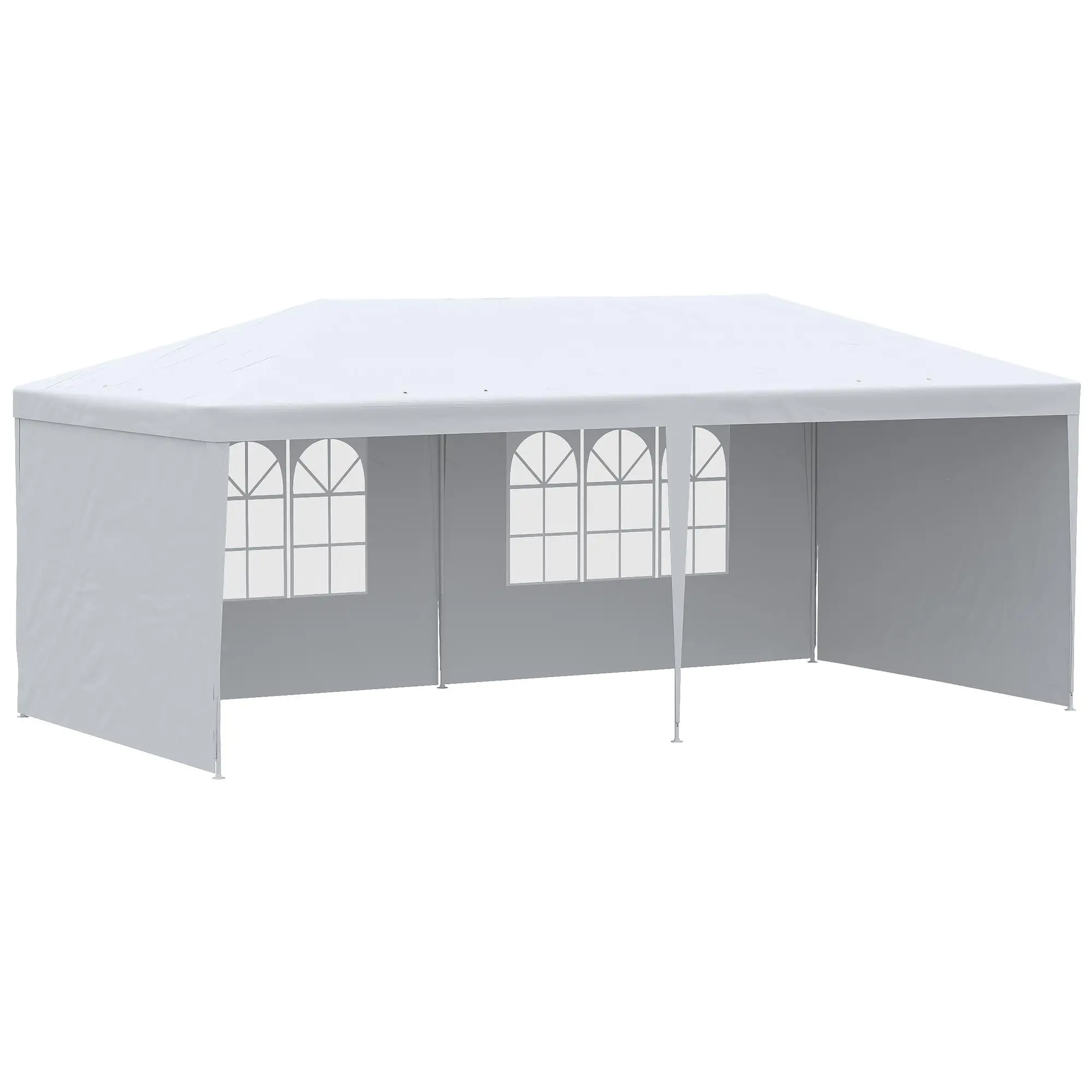 Outsunny Gazebo de jardin 6x3m avec murs amovibles, 2 fenêtres, structure en acier, blanc