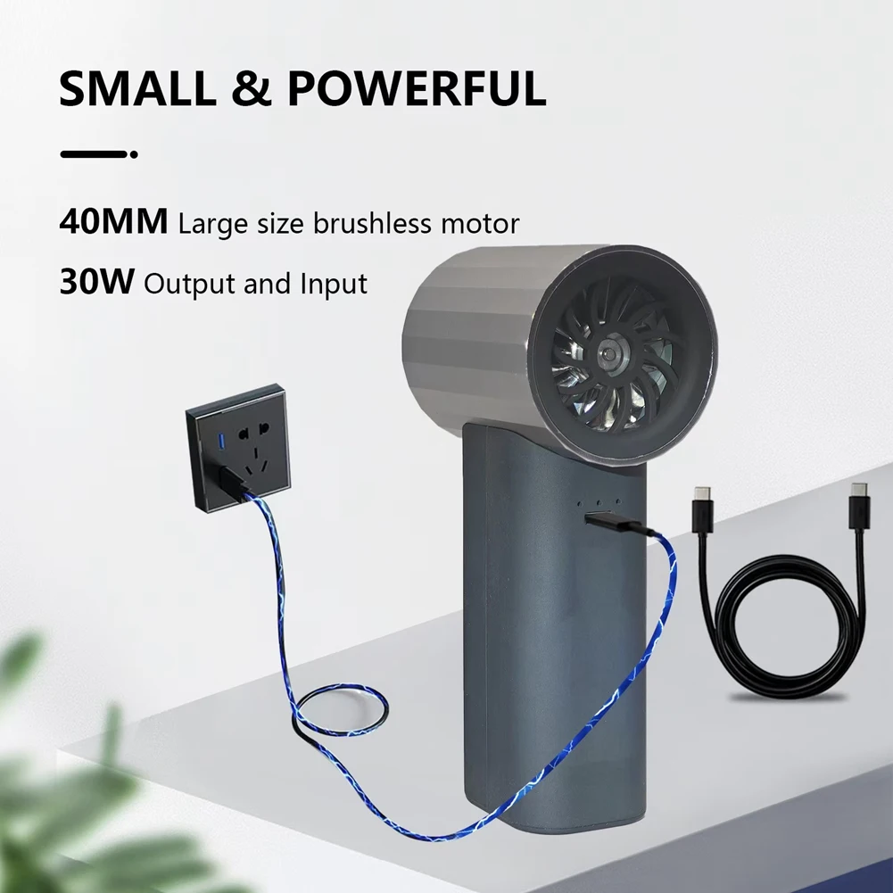 Super Sale X20 40MM 110000RPM Turbo Fan 30W Two-Way Fast Charging Violent Fan Leaf Blower Car Wash Turbo Jet Fan Black+Silver