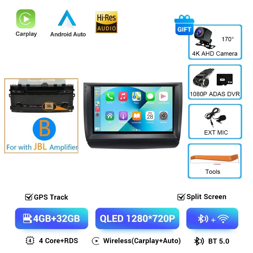 Carplay Autoradio 2 din Android 16 Voor Toyota Prius 20 2003-2009 Autoradio Multimedia Video Player GPS navigatie Stereo BT HU