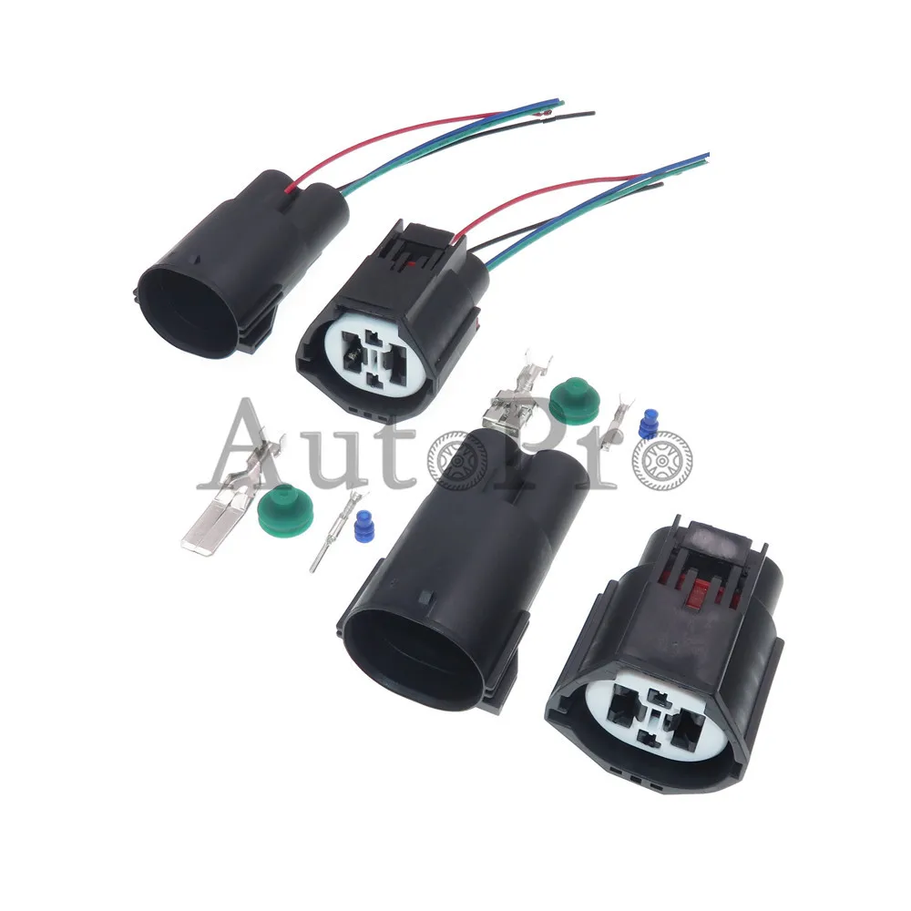 1 Set 4 Hole 7283-8497-90 AC Assembly Car Wire Socket With Terminal And Rubber Seals Auto Cooling Fan Sealed Composite Connector