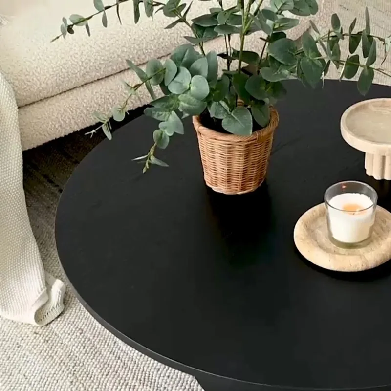 Nordic Light Luxury Round Coffee Table Modern Minimalist Wood Frame Eco-Friendly & Durable Living Room Furniture Side Table