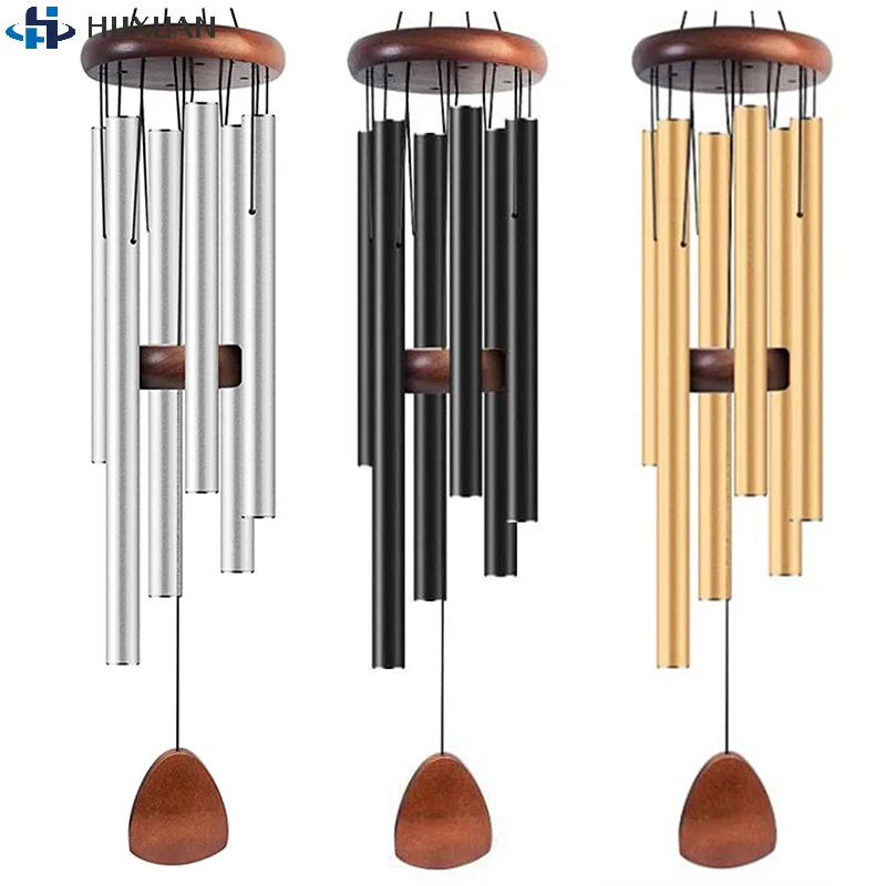 26 Inch Aluminum Pipe Wind Chimes with Wooden Tag for Farmhouse Terrace Garden Balcony Corridor Outdoor Decoration