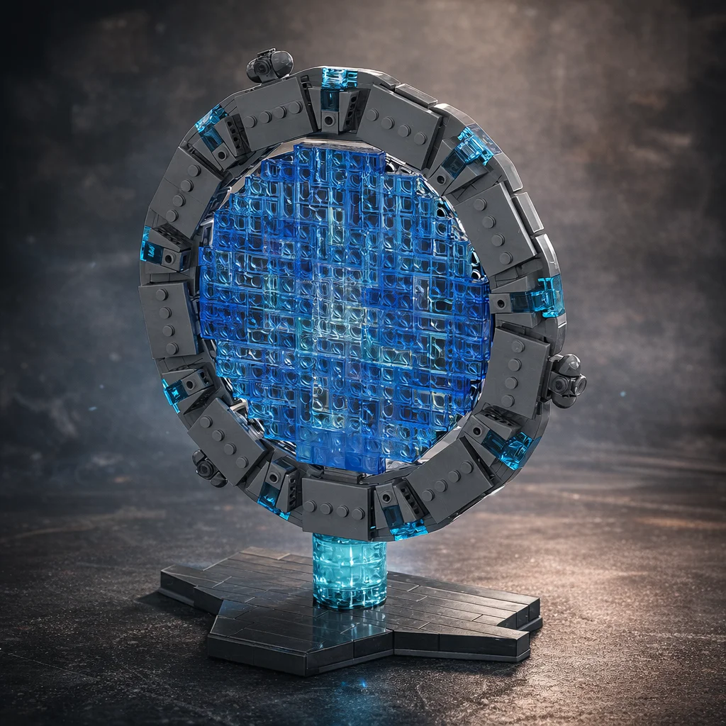 

MOC Portal Building Blocks DIY Kit, Blue & Gray Intergalactic Gateway Model, Compatible with Popular Bricks, Creative Toy