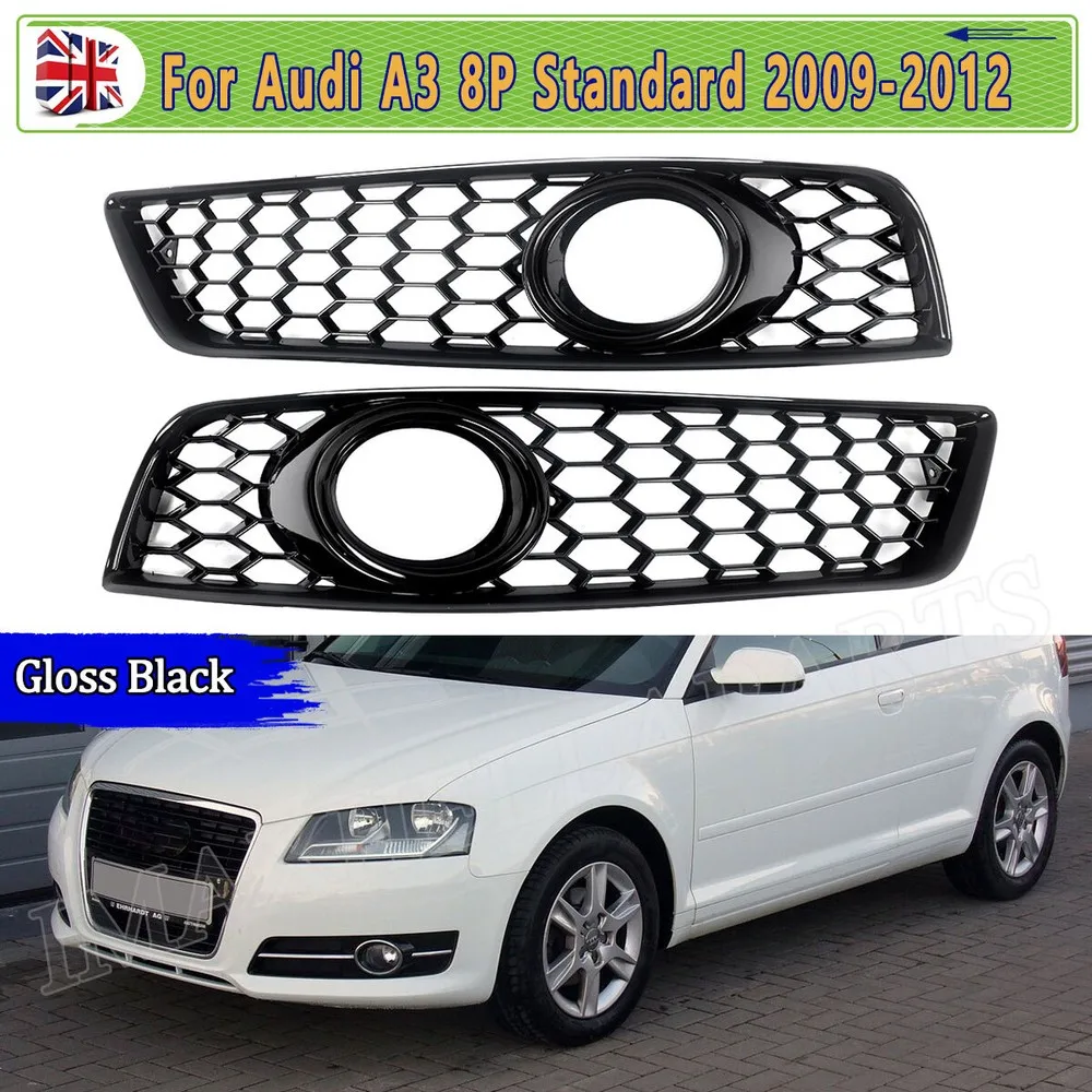 

Fog light Cover Frame For Audi A3 8P 2009-2013 Black Front Bumper Honeycomb Grille Grill Fog Light Cover Case Car Accessories